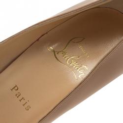 Pre Owned Christian Louboutin Beige Patent Fifi Pumps Size 36.5