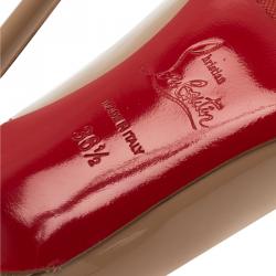 Pre Owned Christian Louboutin Beige Patent Fifi Pumps Size 36.5