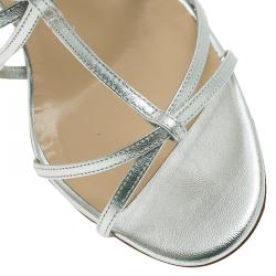 Christian Louboutin Metallic Silver Audrey Strappy Sandals Size 38.5