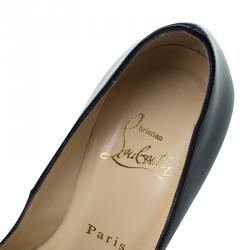 Pre Owned Christian Louboutin Black Patent Very Prive Platform Peep Toe Pumps Size 35.5