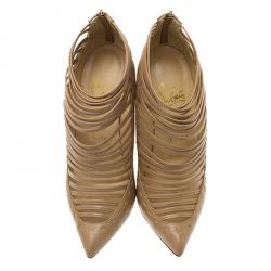 Pre Owned حذاء بوت للكاحل كريستيان لوبوتان غورتيك جلد بيج بسيور مقاس 37