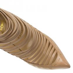 Pre Owned حذاء بوت للكاحل كريستيان لوبوتان غورتيك جلد بيج بسيور مقاس 37