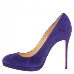 Pre Owned حذاء كعب عالي كريستيان لوبوتان نيوفيلو سويدي بنفسجي مقاس 37.5