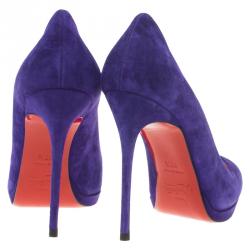 Pre Owned حذاء كعب عالي كريستيان لوبوتان نيوفيلو سويدي بنفسجي مقاس 37.5