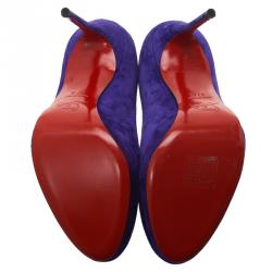 Pre Owned حذاء كعب عالي كريستيان لوبوتان نيوفيلو سويدي بنفسجي مقاس 37.5