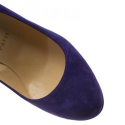 Pre Owned حذاء كعب عالي كريستيان لوبوتان نيوفيلو سويدي بنفسجي مقاس 37.5