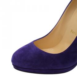 Pre Owned حذاء كعب عالي كريستيان لوبوتان نيوفيلو سويدي بنفسجي مقاس 37.5