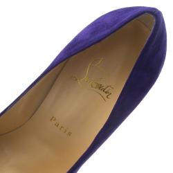 Pre Owned حذاء كعب عالي كريستيان لوبوتان نيوفيلو سويدي بنفسجي مقاس 37.5