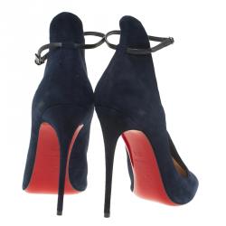 Pre Owned Christian Louboutin Navy Blue Suede Vampydolly Pumps Size 37.5
