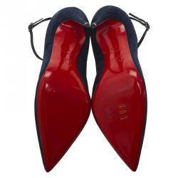 Pre Owned Christian Louboutin Navy Blue Suede Vampydolly Pumps Size 37.5