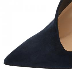 Pre Owned Christian Louboutin Navy Blue Suede Vampydolly Pumps Size 37.5