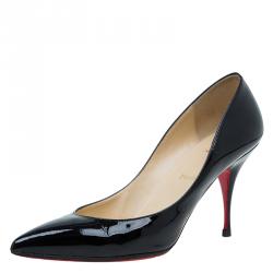 مملوكة مسبقًا Christian Louboutin Black Patent Decollete 554 Pumps Size 40.5