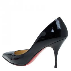 مملوكة مسبقًا Christian Louboutin Black Patent Decollete 554 Pumps Size 40.5