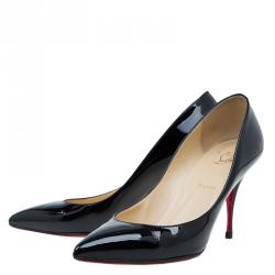 مملوكة مسبقًا Christian Louboutin Black Patent Decollete 554 Pumps Size 40.5
