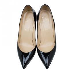 مملوكة مسبقًا Christian Louboutin Black Patent Decollete 554 Pumps Size 40.5