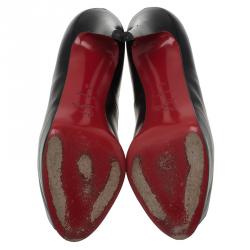 Pre Owned Christian Louboutin Black Leather Very Prive Peep Toe Pumps Size 40