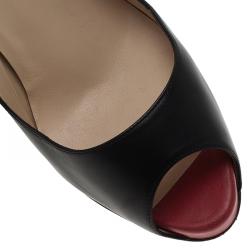 Pre Owned Christian Louboutin Black Leather Very Prive Peep Toe Pumps Size 40