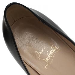 Pre Owned Christian Louboutin Black Leather Very Prive Peep Toe Pumps Size 40