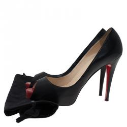 Pre Owned Christian Louboutin Black Leather Very Prive Peep Toe Pumps Size 40