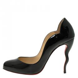 Pre Owned Christian Louboutin Black Patent Wawy Dolly Pumps Size 38.5