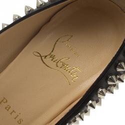 Pre Owned Christian Louboutin Black Leather Bianca Spike Platform Pumps Size 35.5