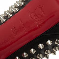 Pre Owned Christian Louboutin Black Leather Bianca Spike Platform Pumps Size 35.5