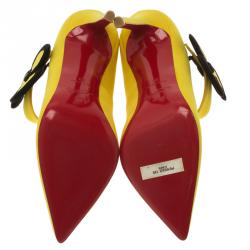 Pre Owned حذاء كعب عالي كريستيان لوبوتان بينسي ماري جين ساتان أصفر مقاس 39