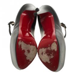 مملوكة مسبقًا Christian Louboutin Black Leather Lady Highness Mary Jane Platform Pumps Size 40