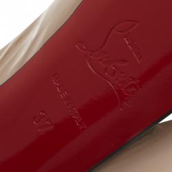 Pre Owned Christian Louboutin Tricolored Patent Lady Peep Toe Platform Slingback Sandals Size 37