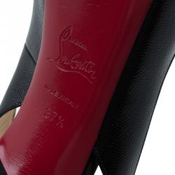 Pre Owned Christian Louboutin Black Leather N°Prive Slingback Sandals Size 37.5