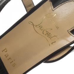 Pre Owned Christian Louboutin Black Leather Viveka Cross Strap Platform Sandals Size 40