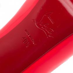 Pre Owned Christian Louboutin Neon Pink Patent Flo Peep Toe Pumps Size 40.5