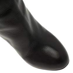 Pre Owned Christian Louboutin Black Leather Zepita Wedge Knee Boots Size 40