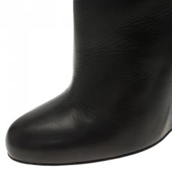 Pre Owned Christian Louboutin Black Leather Zepita Wedge Knee Boots Size 40