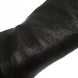 Pre Owned Christian Louboutin Black Leather Zepita Wedge Knee Boots Size 40