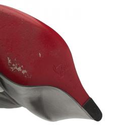 Pre Owned Christian Louboutin Black Leather Zepita Wedge Knee Boots Size 40