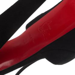 Pre Owned Christian Louboutin Black Suede Senora T Strap Platform Sandals Size 35
