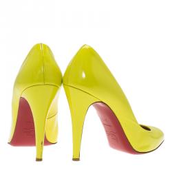 Pre Owned Christian Louboutin Yellow Patent Decollete 328 Pumps Size 39.5