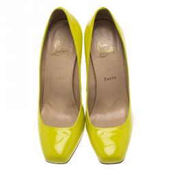 Pre Owned Christian Louboutin Yellow Patent Decollete 328 Pumps Size 39.5