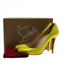Pre Owned Christian Louboutin Yellow Patent Decollete 328 Pumps Size 39.5