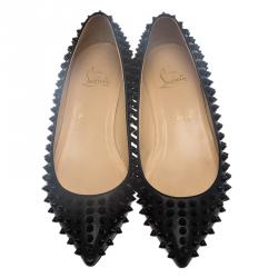 مملوكة مسبقًا حذاء فلات باليه كريستيان لوبوتان بيجال سبايك جلد أسود مقاس 38.5