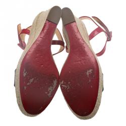 Pre Owned Christian Louboutin Tricolor Spachica Espadrille Wedge Sandals Size 41