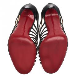 Pre Owned Christian Louboutin Black Leather Multibrida Strappy Sandals Size 38