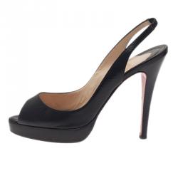 Pre Owned Christian Louboutin Black Leather N°Prive Slingback Sandals Size 37