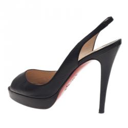 Pre Owned Christian Louboutin Black Leather N°Prive Slingback Sandals Size 37