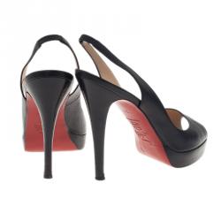 Pre Owned Christian Louboutin Black Leather N°Prive Slingback Sandals Size 37