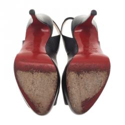Pre Owned Christian Louboutin Black Leather N°Prive Slingback Sandals Size 37