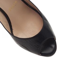 Pre Owned Christian Louboutin Black Leather N°Prive Slingback Sandals Size 37