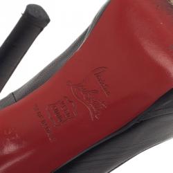 Pre Owned Christian Louboutin Black Leather N°Prive Slingback Sandals Size 37