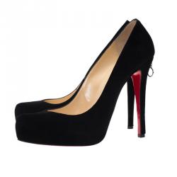 Pre Owned Christian Louboutin Black Suede Zipper Detail Rolando Pumps Size 39.5